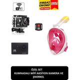 whitetech Özel Set Kumandalı Wifili Aksiyon Kamere Ve Şnorkel Tam Yüz Maskesi 2 Ürün Birlikte