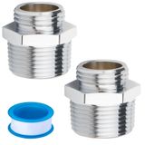 WHK 3/4 "İnç GHT Erkek Diş x 1" İnç NPT Erkek Bahçe Hortum Bağlantı Parçaları Konnektör Adaptörü (3/4 MGHT x 1 MNPT) Boru Ek Parçalarını Bahçe Hortumuna Bağlayın (2 Paket, Krom Pirinç)