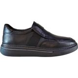 Who What Wear Erkek Hakiki Tabaka Deri Lastik Bantlı Sneakers Ayakkabı 25WM0301 - Siyah