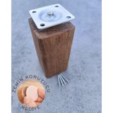 Wholewood Ahşap Koltuk Komodin Şifonyer Mobilya Ayağı Yuvarlatılmış M8 Vidalı Masif Ahşap Ayak - Kahverengi - 15 cm