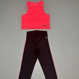 Whynot Kız Çocuk Neon Pembe Siyah Yazlık Diz Altı Tayt Crop Takım - 5 - 6 Yaş - Neon Pembe - Siyah