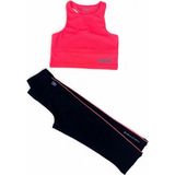 Whynot Kız Çocuk Neon Pembe Siyah Yazlık Diz Altı Tayt Crop Takım - 7 - 8 Yaş - Neon Pembe - Siyah