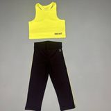 Whynot Kız Çocuk Neon Yeşil Siyah Tayt Crop Takım Yazlık Kısa Kombin - Neon Yeşil - Siyah - 7 - 8 Yaş