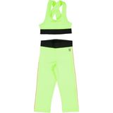 Whynot Kız Çocuk Neon Yeşili Spor Tayt Crop Takım Yazlık Dizaltı Tayt Crop Kombin - 5 - 6 Yaş - Neon Yeşili