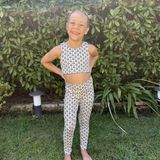 Whynot Yıldız Desenli Kız Çocuk Tayt Crop Takım, Yazlık Spor ve Günlük Kombin - 7 - 8 Yaş - Beyaz - Siyah