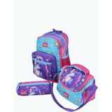 Wıa SW019 Unicorn - 3' Lü Okul Çantası Seti - Sırt ve Beslenme Çantası + Kalemlik - 42 cm (yükseklik) x 30 cm (genişlik) x 15 cm (derinlik) - Mavi - Pembe