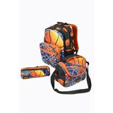 Wıa Sw030 Basketbol - 3' Lü Okul Çantası Seti - Sırt Ve Beslenme Çantası + Kalemlik