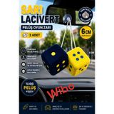 Wibo Peluş Oyun Zarı Vantuzlu Dikiz Aynası Süsü Sarı Lacivert 2 Adet 6 Cm