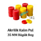 Wibo Tavla Pulu Sarı Kırmızı Kalın Akrilik Büyük Boy 35 mm