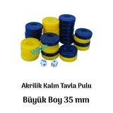 Wibo Tavla Pulu Sarı Lacivert Akrilik Büyük Boy 35 mm