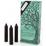 Wicca Wicks - 20 Siyah Mum | 10,16 cm Yükseklik ve 3/4 inç Çap | Kişisel Wiccan Sunağı, Büyü, Nazarlık ve Ritüeller için Büyücülük Malzemeleri | Cadı Odası Dekoru | Konik Şamdanlar (Siyah)