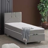 Wick Tek Kişilik Baza Başlık Letto Yatak Seti - Gri