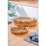 Wicker 4 Parça Hasır Oval Sepet