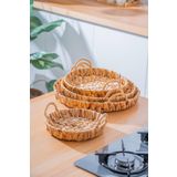 Wicker 4 Parça Hasır Yuvarlak Sepet