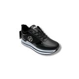 Wickers 2927-26 Cilt Deri Dolgu Topuklıu Anatomik Kadın Sneaker Siyah Beyaz