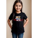Widi Arkadaş Sevimli Ayıcık Baskılı Friendly Yazılı %100 Pamuk Erkek Çocuk Kız Çocuk Premiu Siyah T-Shirt - Beyaz - 11 - 12 Yaş