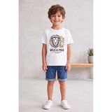 Widi Aslan Baskılı Wild & Free %100 Pamuklu Erkek Çocuk Tişört Little Explorer - Siyah - 11 - 12 Yaş