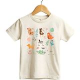 Widi Çizgi Hayvan Figürleri Baskılı Regular Fit %100 Pamuk Kısa Kollu Çocuk T-Shirt - Ekru - 13 - 14 Yaş