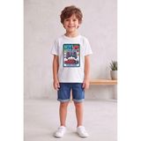 Widi Erkek Çocuk Siyah Oyun Baskılı Tişört - Level Up Temalı T-Shirt - Ekru - 3 - 4 Yaş
