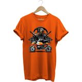 Widi Motorsiklet Tişörtü Katana Motor Kurt ve Motorcu Baskılı Regular Fit %100 Pamuk T-Shirt - 3XL - Turuncu