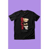 Widi Relax Ayı Tedy Sevimli Cool Ayıcık Baskılı %100 Pamuk Erkek Çocuk Kız Çocuk Siyah T-Shirt - 9 - 10 Yaş