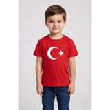 Widi Türk Bayraklı Ay Yıldız Baskılı Kırmızı Çocuk Tişört - 23 Nisan & 29 Ekim Gösteri T-Shirtü - Gri - XL