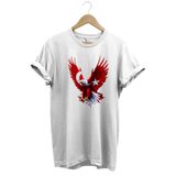 WİDİ Türkiye Ay Yıldız Türk Bayrağı Kartal Tasarım Baskılı %100 Pamuk Regular Fit Bisiklet Yaka T-Shirt