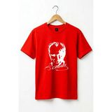 Widi Unisex 23 Nisan Mustafa Kemal Atatürk Baskılı %100 Pamuk Bisiklet Yaka Kısa Kol Çocuk T-Shirt - Kırmızı