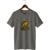 Widi Unisex Sazan Balığı Baskılı Tişört – Olta Balıkçılığı ve Outdoor Temalı Bisiklet Yaka - Antrasit - 2XL