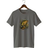 Widi Unisex Sazan Balığı Baskılı Tişört – Olta Balıkçılığı ve Outdoor Temalı Bisiklet Yaka - Antrasit - 3XL
