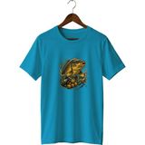Widi Unisex Sazan Balığı Baskılı Tişört – Olta Balıkçılığı ve Outdoor Temalı Bisiklet Yaka - Turkuaz - 3XL