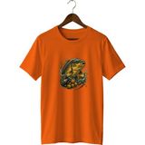 Widi Unisex Sazan Balığı Baskılı Tişört – Olta Balıkçılığı ve Outdoor Temalı Bisiklet Yaka - Turuncu - 3XL
