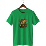 Widi Unisex Sazan Balığı Baskılı Tişört – Olta Balıkçılığı ve Outdoor Temalı Bisiklet Yaka - Yeşil - 3XL
