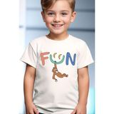 Widi Unisex Sevimli Maymun Fun Yazılı Yaz Desenli %100 Pamuk Çocuk Beyaz T-Shirt - Siyah - 13 - 14 Yaş