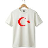 Widi Unisex Türkiye Ay Yıldız Bayrak Baskılı Regular Fit %100 Pamuk Bisiklet Yaka Kısa Kol Çocuk T-Shirt - Haki