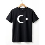 Widi Unisex Türkiye Ay Yıldız Bayrak Baskılı Regular Fit %100 Pamuk Bisiklet Yaka Kısa Kol Çocuk T-Shirt - Lacivert