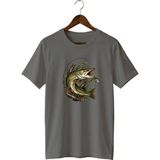 Widi Unisex Turna Balığı Baskılı Tişört – Olta Balıkçılığı ve Outdoor Temalı Bisiklet Yaka - Antrasit - 3XL