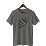 Widi Unisex Yayın Balığı Baskılı Tişört – Olta Balıkçılığı ve Outdoor Temalı Bisiklet Yaka - Antrasit - 2XL