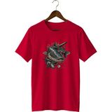 Widi Unisex Yayın Balığı Baskılı Tişört – Olta Balıkçılığı ve Outdoor Temalı Bisiklet Yaka - Kırmızı