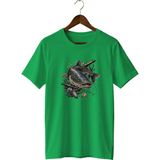Widi Unisex Yayın Balığı Baskılı Tişört – Olta Balıkçılığı ve Outdoor Temalı Bisiklet Yaka - Yeşil - 3XL