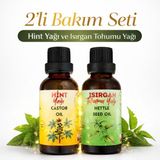 Wie Farma 2’li Bakım Seti | Hint Yağı & Isırgan Tohumu Yağı | Saç ve Cilt Bakımı | 2X50 ml Cam Şişe