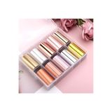 Wien Nail Master 10lu Tırnak Süsleme Folyosu Parlak Gold Bronz Silver Nail Art Transfer Folyo WNF-08B