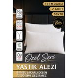 WİESSE 2 ADET - BAMBU YASTIK ALEZİ - ÖZEL SERİ - JAKARLI - %100 SIVI GEÇİRMEZ