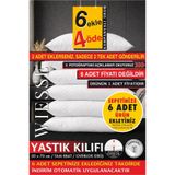 WİESSE YASTIK KILIFI - BEYAZ - PAMUKLU - FERMUARLI - 50x70 cm - 1 ADET FİYATIDIR