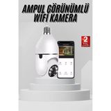 Wifi Güvenlik Kamerası 360 Derece Dönebilen Harekete Duyarlı Gece Görüşlü Ampul - Renkli
