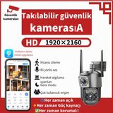Wifi Iç ve Dış Mekan Güvenlik Kamerası, 6mp, 360 Derece Görüş Açısı, IP66 Suya ve Toza Dayanıklı Koruma - Gümüş