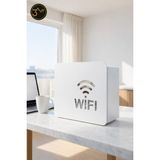 Wifi Modem Gizleme Kutusu - Metal Dekoratif Router Kapağı - Kablo Düzenleme Kutusu - Beyaz