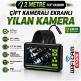 Wificam Çift Kameralı Ekranlı Yılan Kamera 5.5mm Lens 2 Metre Sert Kablo