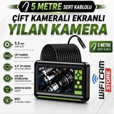 Wificam Çift Kameralı Ekranlı Yılan Kamera 5.5mm Lens 5 Metre Sert Kablo