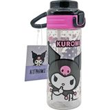 Wiggle 500ML Kuromi Lisanslı Yumuşak Silikon Pipetli Kulplu Kilitlenebilir Su Matarası - Pembe - Siyah
